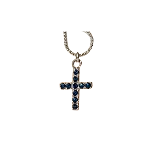 18 Joyas De Plata Cruz Con Engastes De Safirio Azul