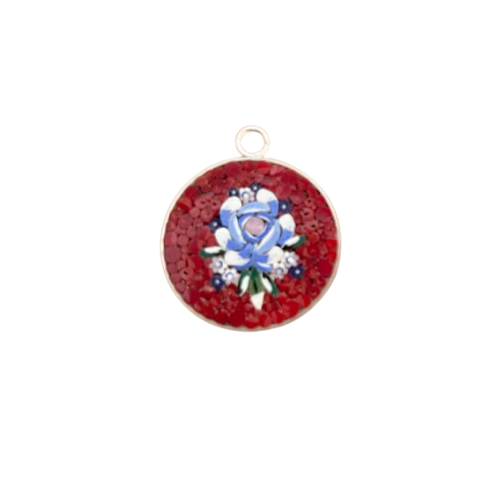 23 Colgante Joyas De Plata Mosaico Rojo Italiano