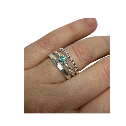 3 Joya De Plata Anillo Hechos A Mano Piedras Engastada