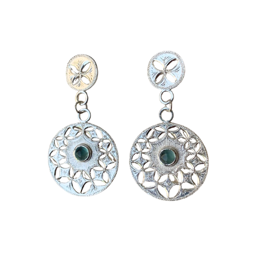 39 Joyas De Plata Aros Tallados Con Engaste Piedra